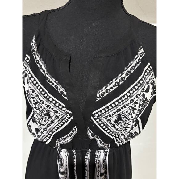 Old Navy Maternity Maxi Dress sz S Black‎ White lined & sheer Flowy Boho fairy - Picture 2 of 10